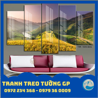 Tranh treo tường ruộng bậc thang/3D gỗ Hàn Quốc chống mối mọt