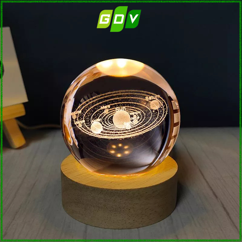 Đèn Ngủ 3D Quả Cầu Pha Lê Phát Sáng