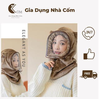 Mũ lông tai gấu mùa đông kèm tấm kính 3 trong 1 ấm áp an toàn