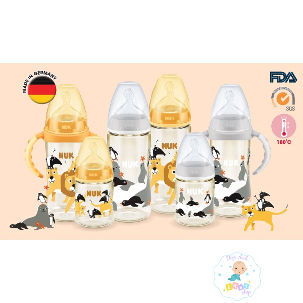 BÌNH SỮA NUK PREMIUM CHOICE+ NHỰA PPSU 150ML / 300ML (ANIMALS)