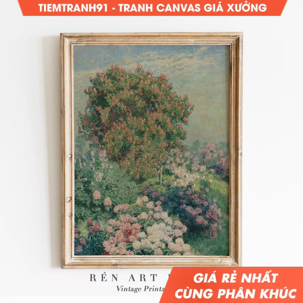 Tranh treo tường, Vintage Spring Wall Art Wildflower Landscape Painting Farmhouse Wall Decor Antique Spring Wall.