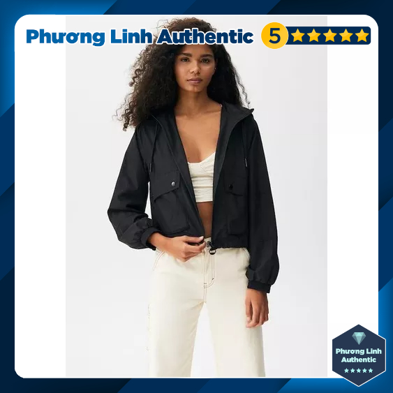 Áo khoác gió chất nhẹ có mũ, đai eo điều chỉnh Pull&Bear Auth New Tag có sẵn 8715/202 8715202
