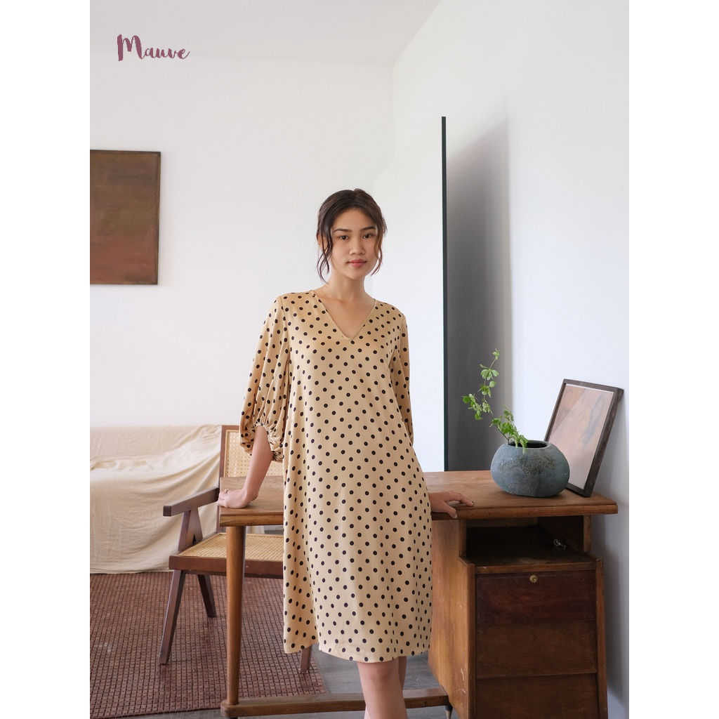 Đầm lụa tay phồng Mauve Shibui dress