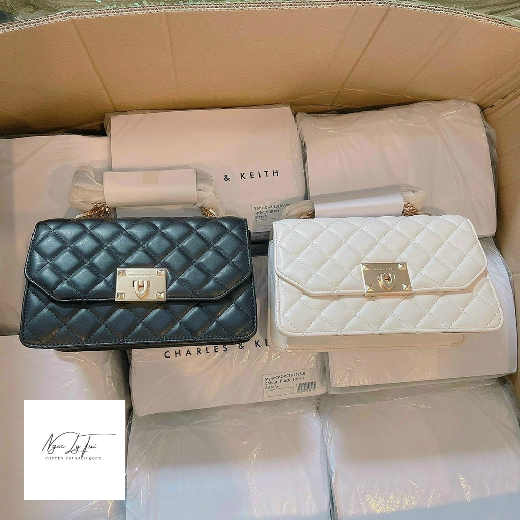 Túi xách CNK size 24 khóa 4 đinh , trám - T48