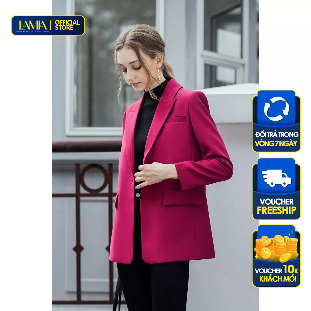 Áo vest công sở nữ Lamia Design LE172 màu hồng dáng suông sang trọng tinh tế