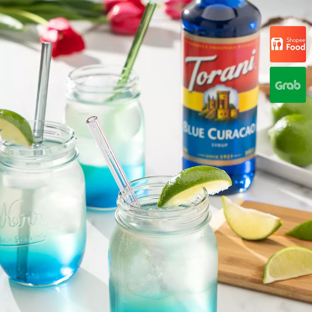 Siro Pha Chế Vị Vỏ Cam Torani Classic Blue Curacao Syrup 750ml Mỹ