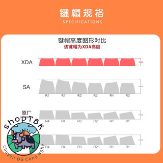 bộ phím set keycap carbon profile xda chất liệu thick pbt
