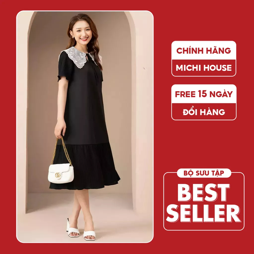 Đầm Suông Đuôi Cá Dáng Dài Michi House Váy Xuông Xếp Ly Thiết Kế Dáng Dài Qua Gối Freesize Thoải Mái Bầu Mặc Xinh V457