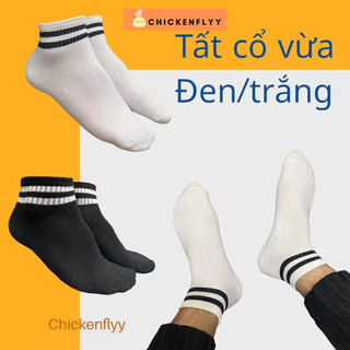 Tất cổ vừa viền đen/trắng