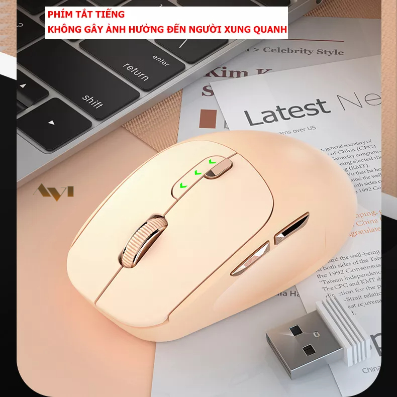 Chuột Không Dây Kết Nối Bluetooth 5.2 DUOHAO M13 Pin sạc Type C Cho Máy Tính, Laptop, Mac