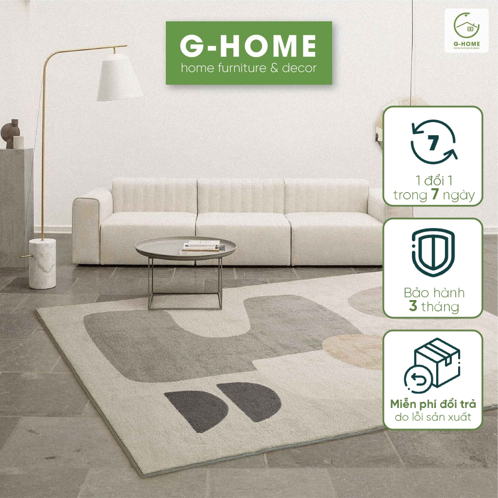 Thảm lông trải sàn phòng ngủ phòng khách Ghome họa tiết tối giản cao cấp chất liệu siêu mịn đẹp - Thảm chữ nhật lớn