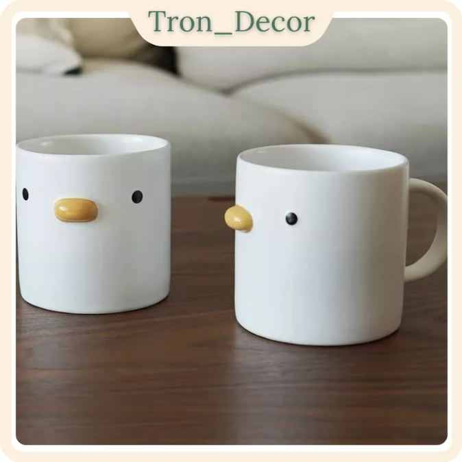 Cốc Gốm Sứ Họa Tiết Vịt Con Dễ Thương Phong Cách Mới Lạ Tronn