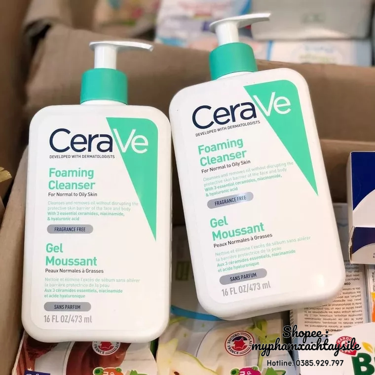 BẢN PHÁP - Sữa Rửa Mặt Cerave 236ML, 473ML, 1L - SRM CHO DA KHÔ, DA DẦU MỤN