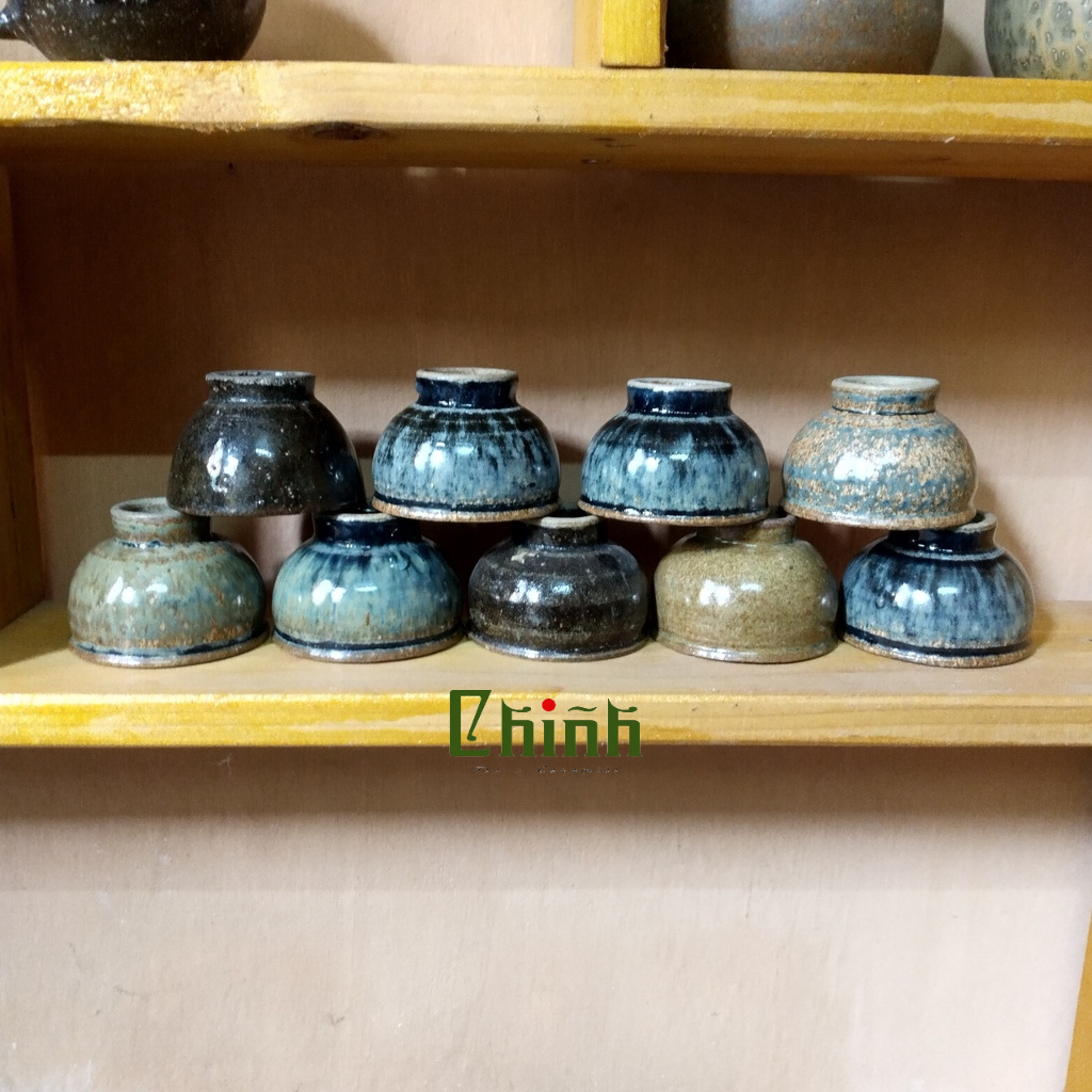 Chén Uống Trà Tịnh Ngọc – Chén Gốm Men Hỏa Biến - Men Bóng Trang Trọng, Thanh Lịch - Chén Thủ Công Bát Tràng Việt Nam