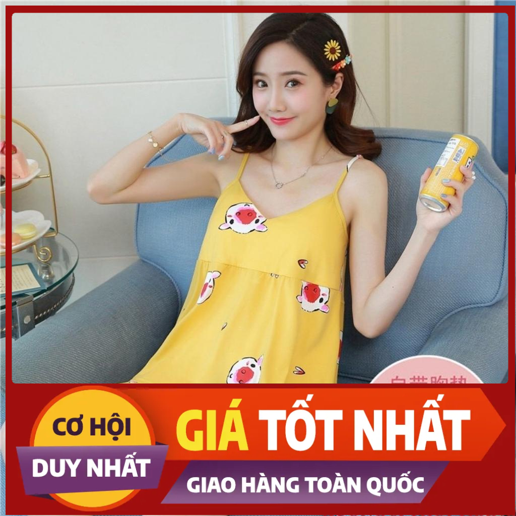 Bộ Ngủ Thun Nữ Mặc Nhà Hai Dây Thoáng Mát Thấm Hút Mồ Hôi Siêu Tốt Họa Tiết Dễ Thương
