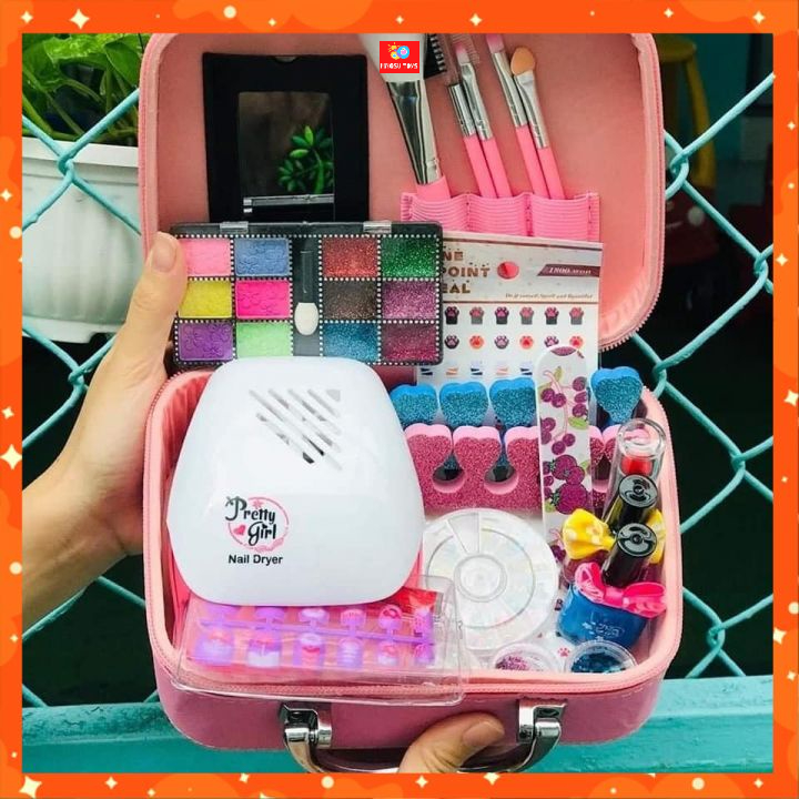 Đồ chơi hộp vali trang điểm làm nail cho bé gái dễ làm sạch với nước, an toàn cho bé