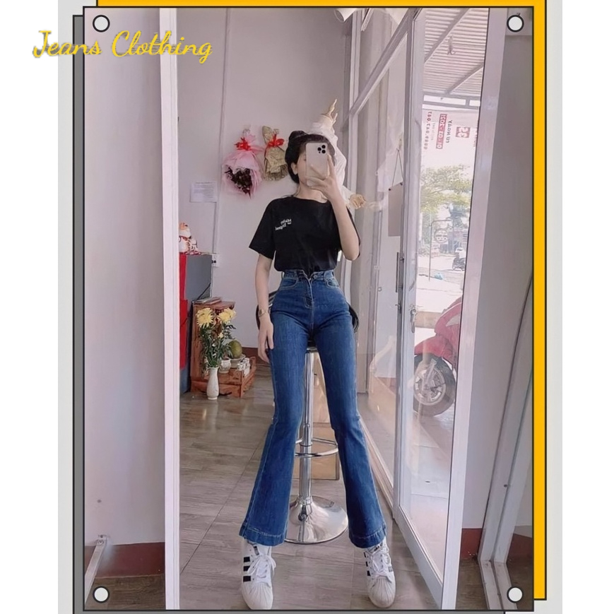 Quần jean nữ ống loe nhẹ siêu hot 2022 2 màu xanh nhạt / xanh đậm / Chất jean mềm co giản tốt