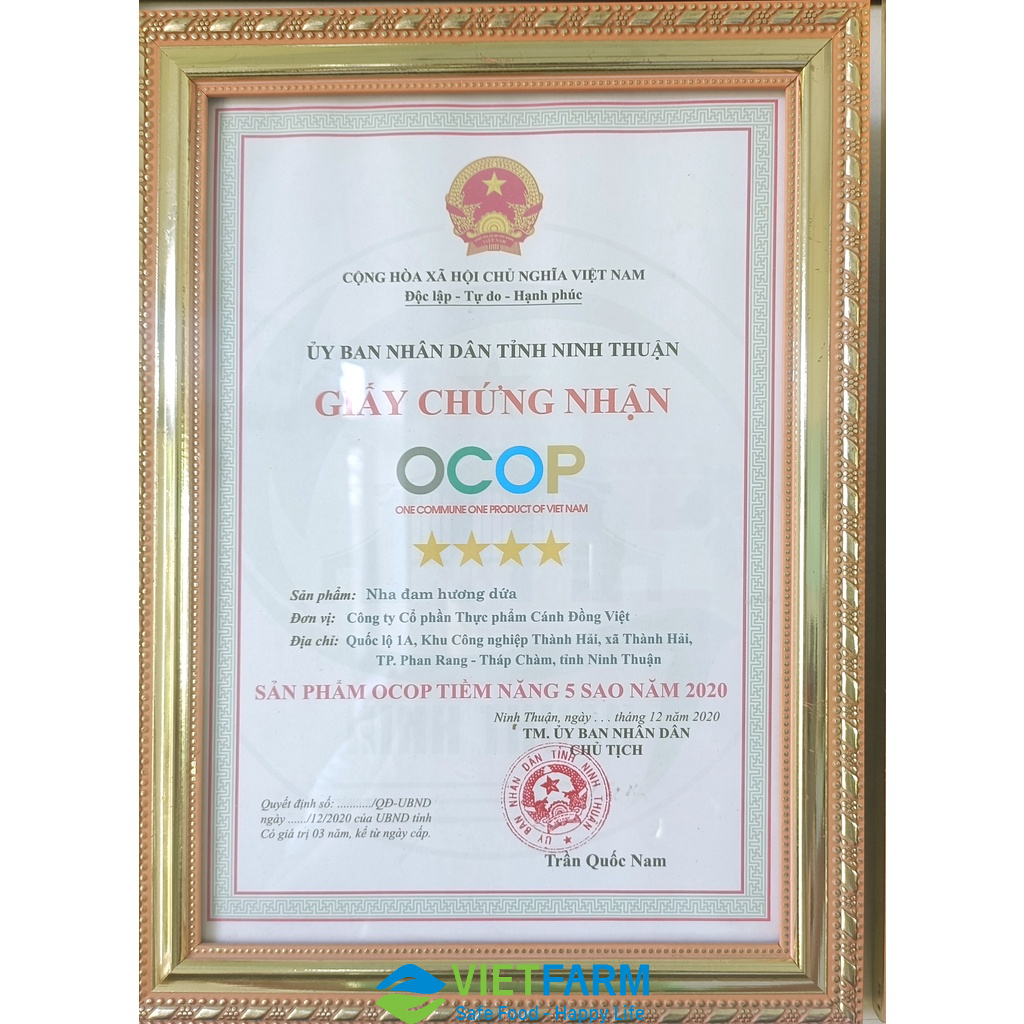 Thạch Nha Đam VIETFARM Sản Phẩm OCOP 4 sao Hương Lá Dứa 500gr