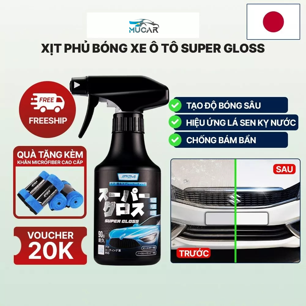 Chai XỊT PHỦ BÓNG SƠN xe ô tô cao cấp - JP24 Super Gloss, tăng độ bóng bề mặt sơn | Dung tích 300ML
