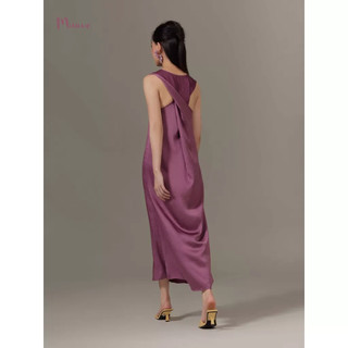 Đầm lụa dài cách điệu thân sau Mauve Twist dress