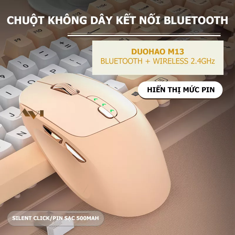 Chuột Không Dây Kết Nối Bluetooth 5.2 DUOHAO M13 Pin sạc Type C Cho Máy Tính, Laptop, Mac