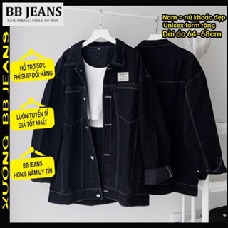 Áo khoác Jeans CHAMPION form rộng màu XANH/ĐEN 🏁 Nam nữ unisex 🖤 Áo khoác bò denim BB Jeans