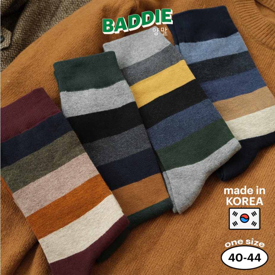 MEN RETRO COLOR PREMIUM - Tất vớ cao cổ nam kẻ ngang truyền thống, dòng sản phẩm cao cấp, nhập khẩu Hàn Quốc