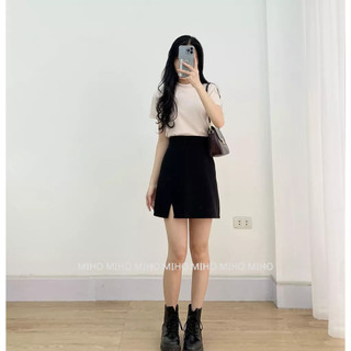 Áo len gân cộc tay cổ 2 phân basic Miho studio