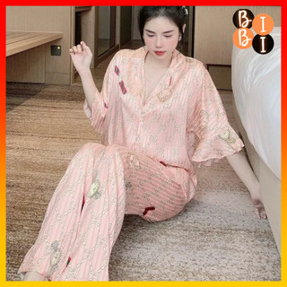 Bộ pijama mặc nhà lụa latin loại 1 cd latin chữ c hồng