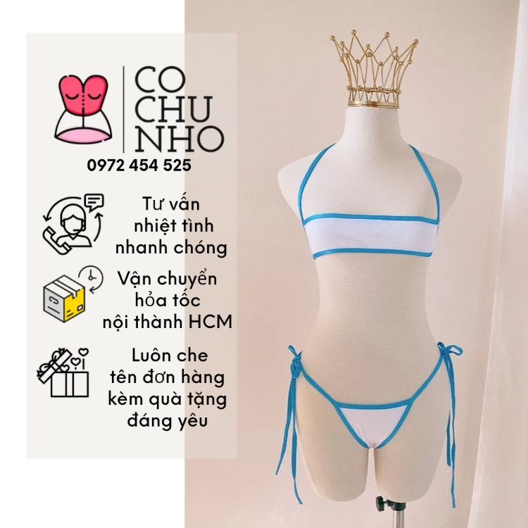 DƯỚI 100kg - BK034 - Set áo kèm chíp sexy - Bộ đồ lót lọt khe bikini hai mảnh vải cotton mềm - cochunhoquan11 | BigBuy360 - bigbuy360.vn