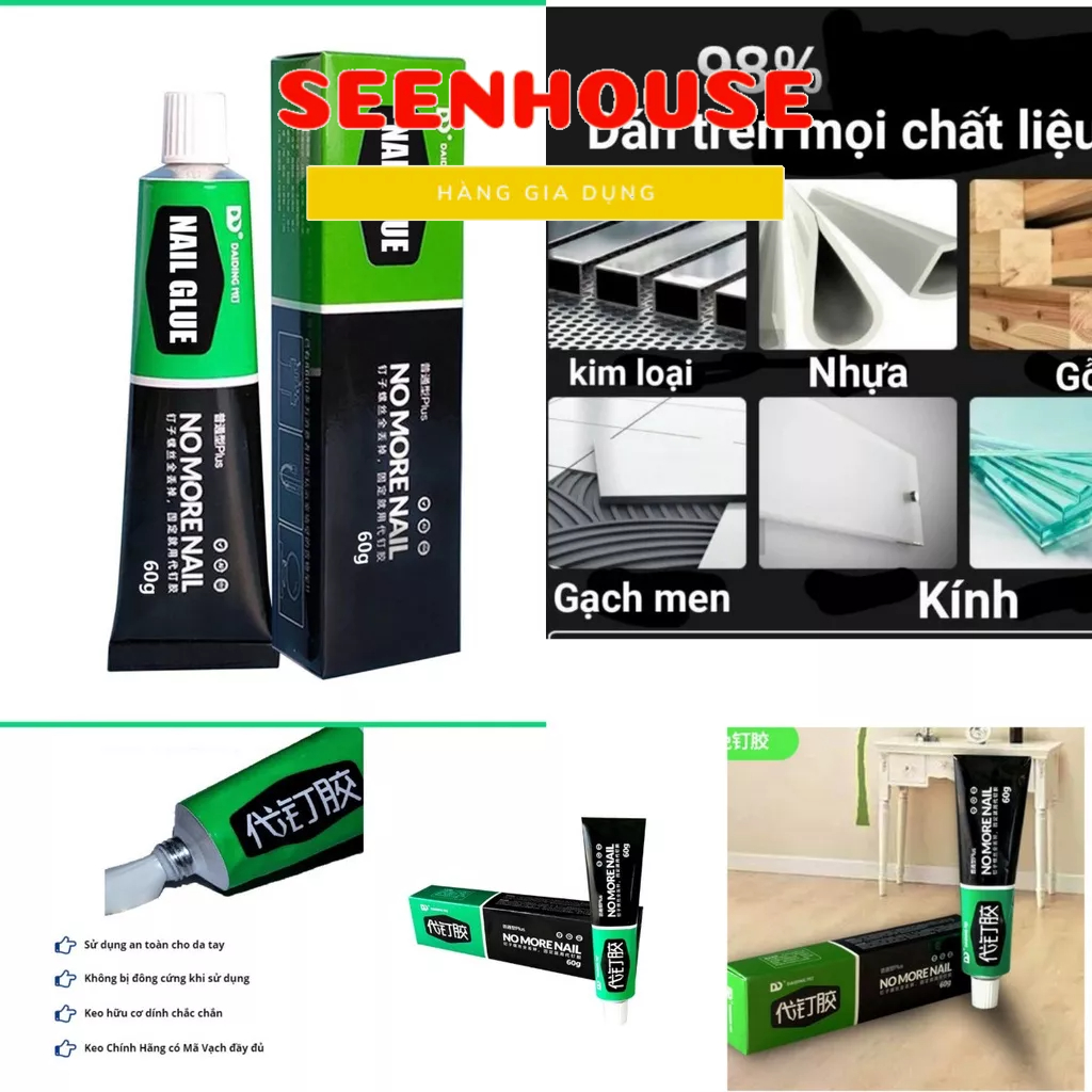 Keo Siêu Dính Công Nghệ Nhật Bản Tuýp 60g Keo Siêu Dán Tường Dán Giày Gỗ Thuỷ Tinh Đa Năng Chống Thấm Nước seenhouse