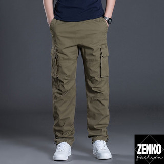 Quần Kaki Nam Ống Suông Cạp Chun Phối Túi Lính Chất Liệu Mềm Mại Phong Cách Ngầu Bụi Bặm Zenkonam MEN QUAN 049