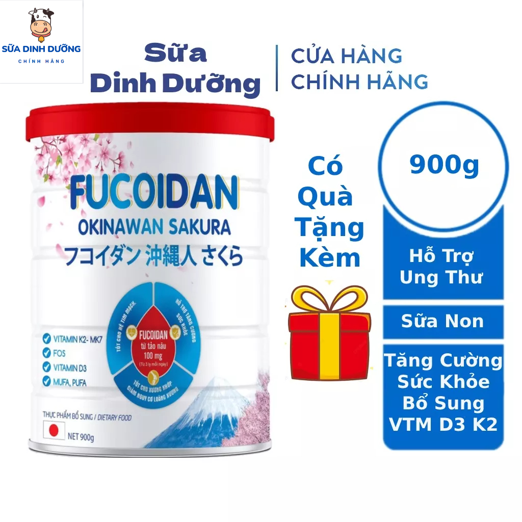 Sữa cho người ung thư Fucoidan Okinawan Sakura 900g giúp phục hồi sức khỏe trước và sau phẫu thuật, Sữa fucoidan