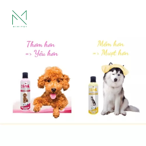 Sữa tắm dưỡng lông khử mùi Diva hồng cho chó 260ml/ 400ml - Thương hiệu chăm sóc thú cưng hàng đầu