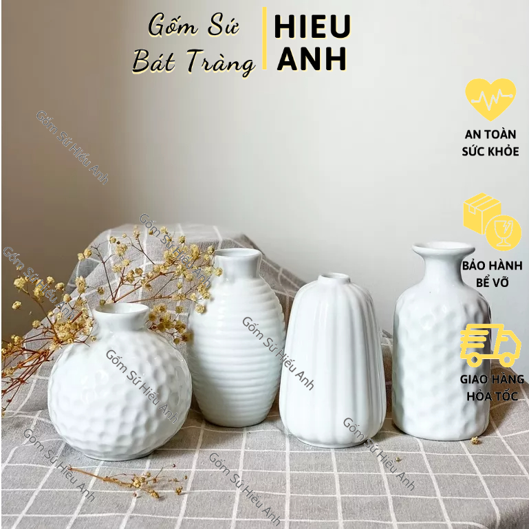 Lọ Hoa MIni Màu Pastel Decor Gốm Sứ Bát Tràng, Bình Hoa Nhỏ Xinh Trang Trí Để Bàn Học, Bàn Làm Việc Nhiều Mẫu Mã