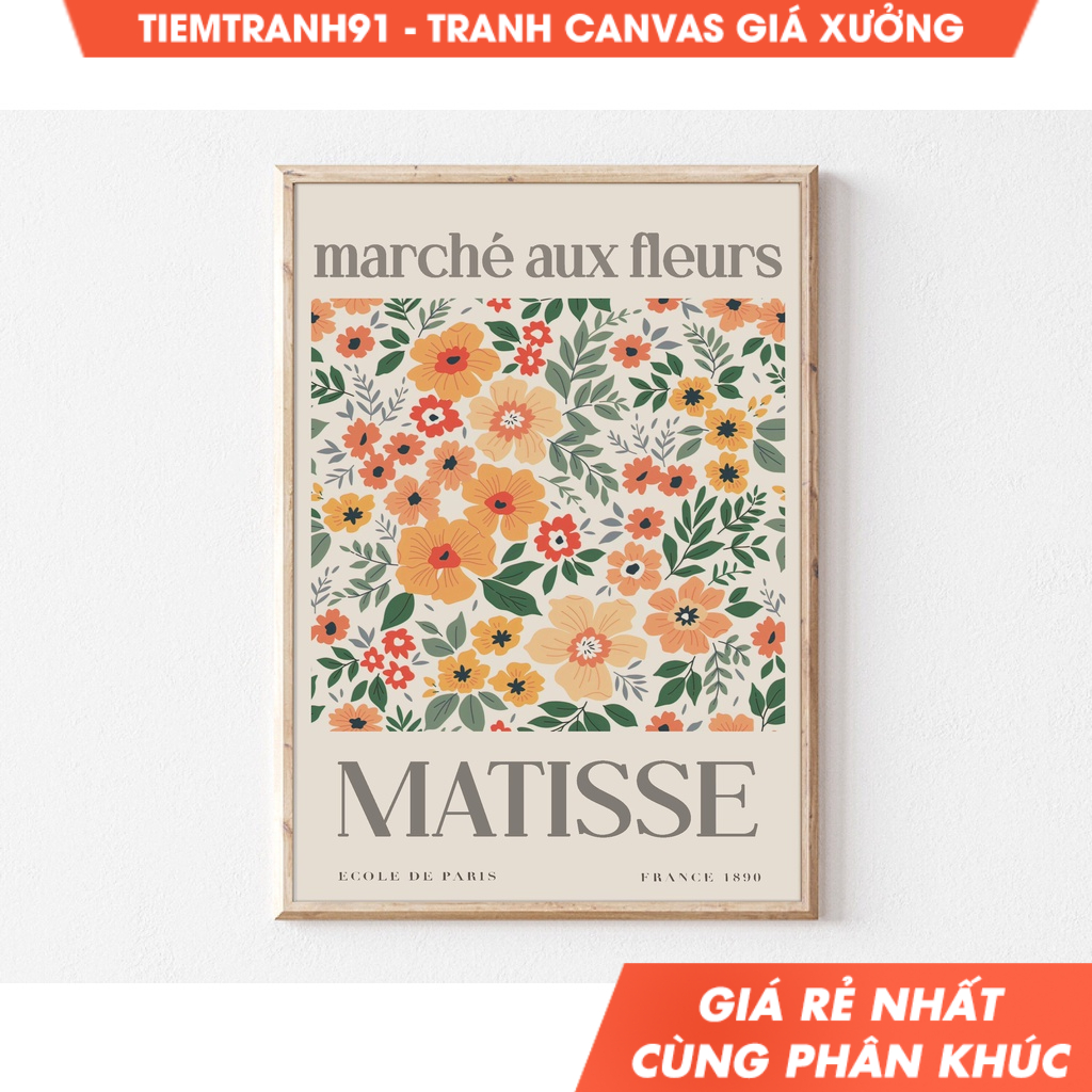 Tranh treo tường, Henri Matisse, Flower Market Poster, Matisse Goldfish, Exhibition Wall Art, tặng kèm đinh treo. (303)