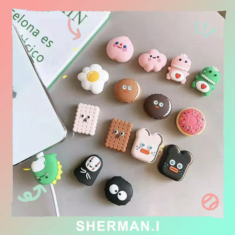 Vỏ bảo vệ cáp dữ liệu Bánh mì dễ thương Đám mây Quái vật nhỏ Phim hoạt hình-SN