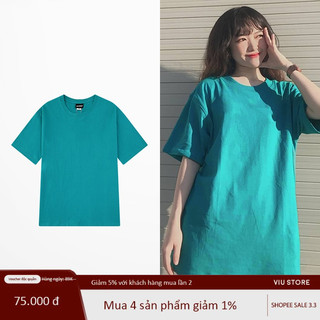 Áo thun trơn Nelly ngắn tay 100% cotton basic bộ màu áo phông basic hồ xanh