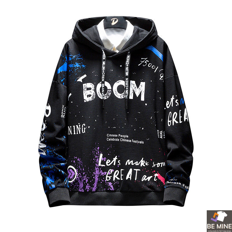 Áo Hoodie Nón Chui Trùm Đầu Nữ Nam Unisex Chất Vải Nỉ Poly Boom WAH046