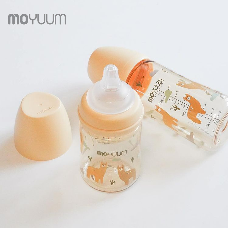 Bình sữa MOYUUM nhựa PPSU 170ml núm 0-3m phiên bản Lạc đà vàng