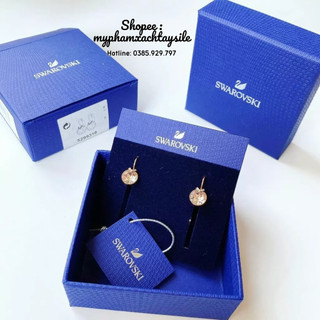 Sẵn - hoa tai bella v màu rose gold swarovski - bông tai swa đá