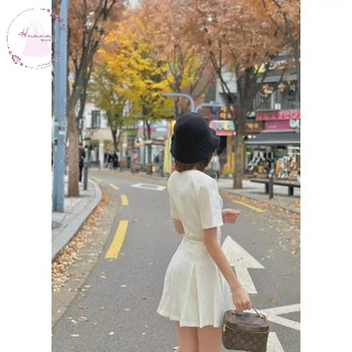 ĐẦM THIẾT KẾ TRẮNG ĐEN KÈM ĐAI EO