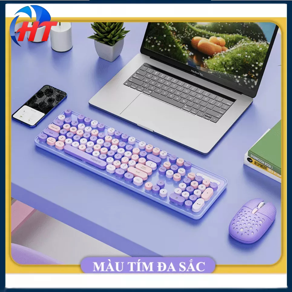 Bộ bàn phím chuột không dây EF128 kết nối bằng chip USB 2.4GHz với nhiều màu sắc bắt mắt.