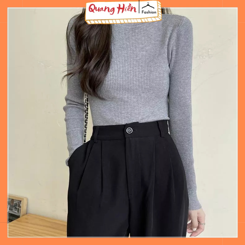 Áo len nữ Quảng Châu cổ 3p nữ siêu mềm thiết kế ôm tôn dáng freesize MS088