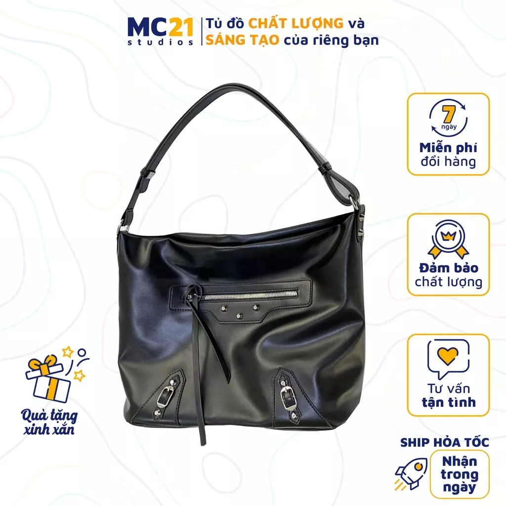 Túi đeo vai MC21.STUDIOS Ulzzang Streetwear Hàn Quốc chất da PU mềm xịn không bong tróc bền hobo T3501