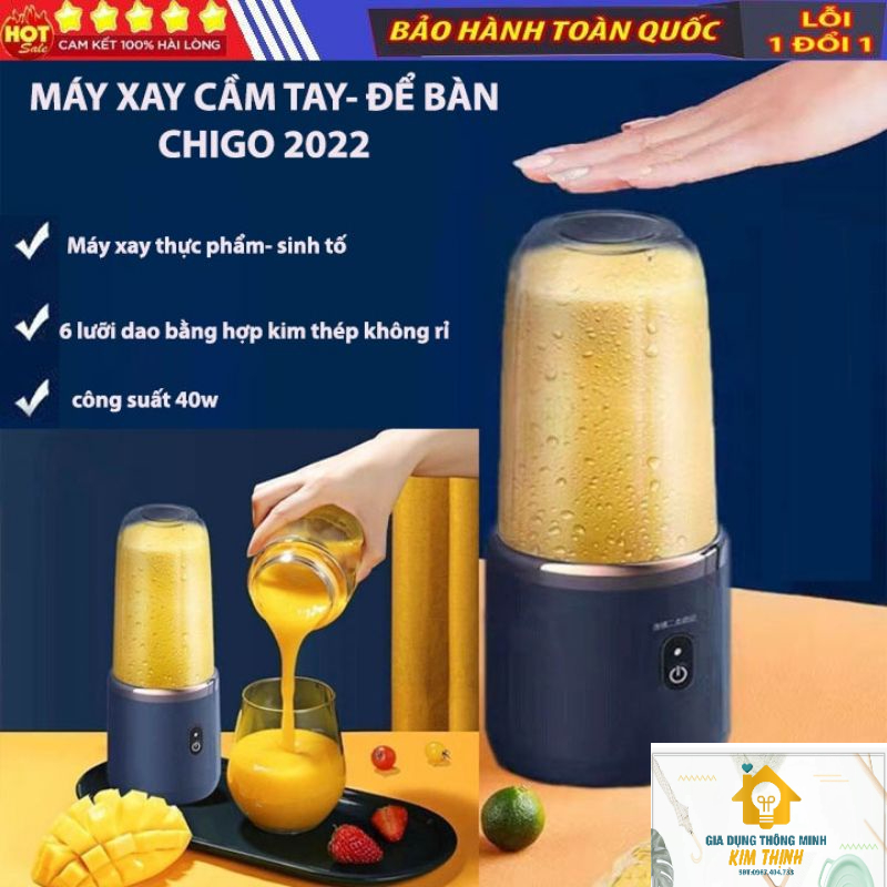 Máy xay sinh tố cầm tay 300ml sạc pin tiện lợi 6 lưỡi