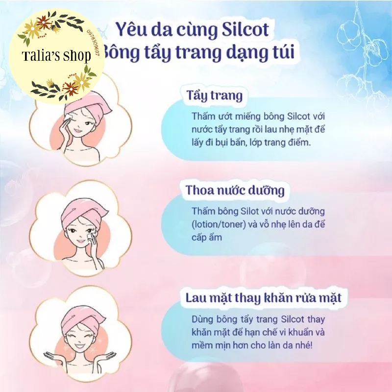 Bông tẩy trang Silcot Velvety Touch Cotton Nhật Bản hộp 82 miếng