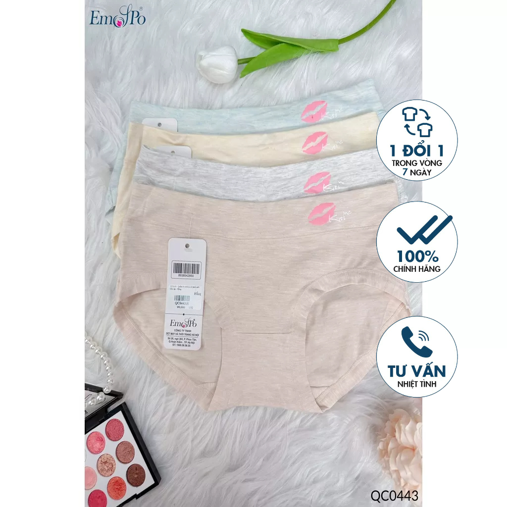 Quần lót cotton, in hình môi bên cạp EMSPO QC0443