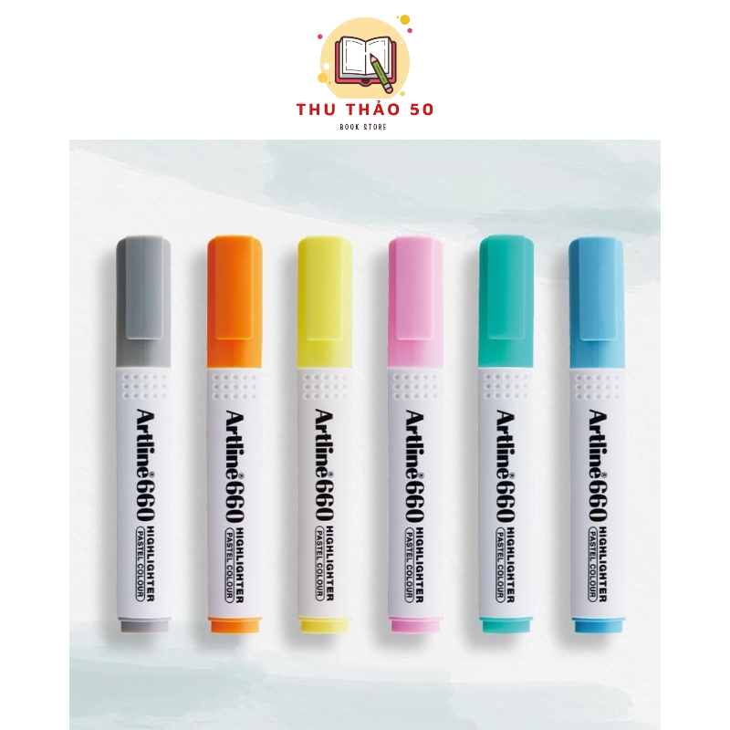 Bút dạ quang, bút nhớ dòng, bút high light bộ màu Pastel hiệu Artline Nhật Bản.