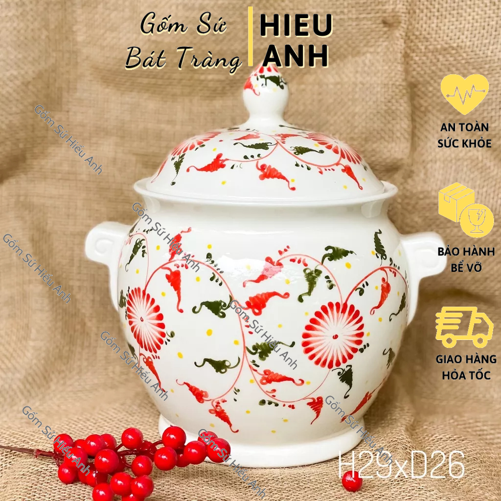 Hũ Muối Dưa Cà, Vại Muối Dưa, Cà, Kiệu -Uớp Sấu, Vại Đựng Muối/ Mỡ/ Đường/ Đồ Khô, Decor phòng bếp, Gốm Sứ Bát Tràng